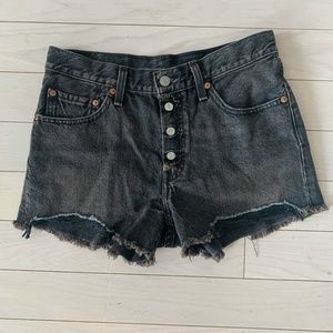 Levi black acid wash jean shorts